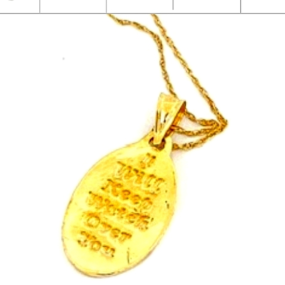 14K Watch Over You" Inscribed Guardian Angel 😇 Fine Gold Necklace - Picture 3 of 4